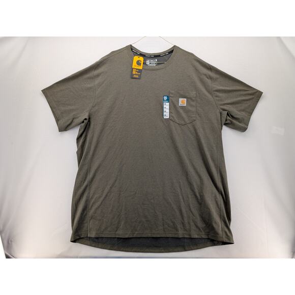 NWT Carhartt Force Relaxed Fit Midweight Pocket T-Shirt in Basil Heather 2XL - Picture 2 of 5